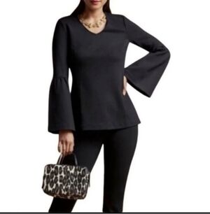 Cabin Black It's a Party V-Neck Bell Sleeved Top